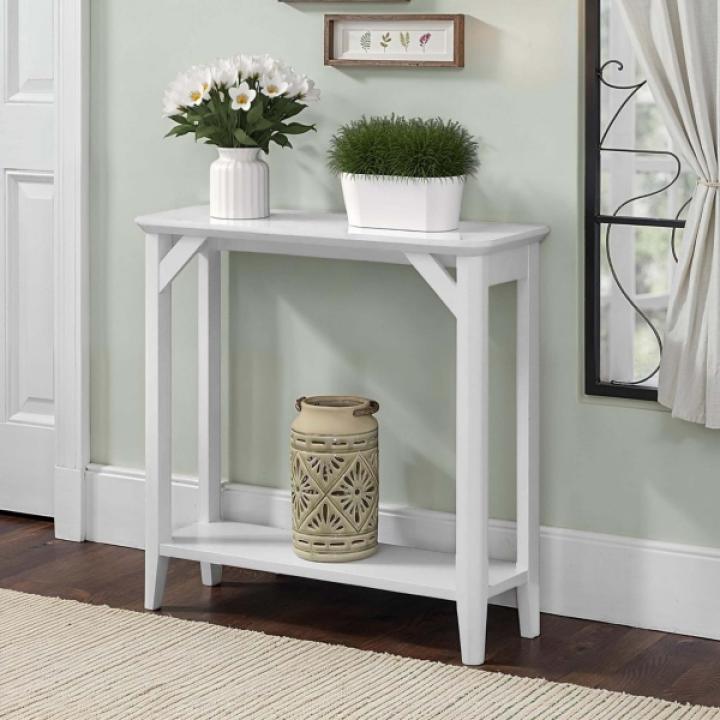 White Tapered Legs Rustic Console Table
