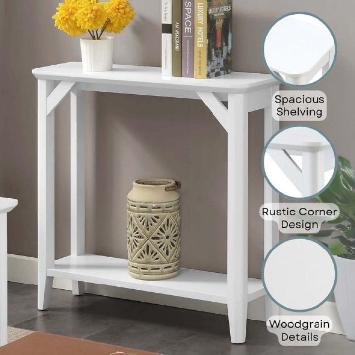 White Tapered Legs Rustic Console Table