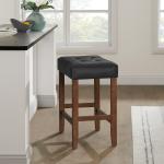 Black Faux Leather Madison Walnut Counter Stool