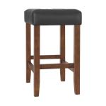Black Faux Leather Madison Walnut Counter Stool