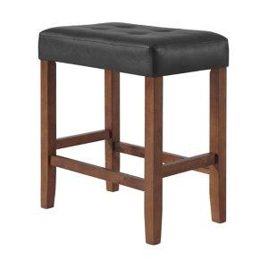 Black Faux Leather Madison Walnut Counter Stool