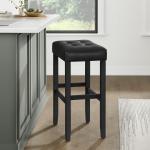 Black Faux Leather Tufted Madison Bar Stool