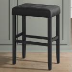 Black Faux Leather Tufted Madison Bar Stool