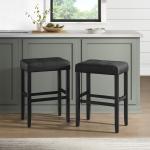 Black Faux Leather Tufted Madison Bar Stool