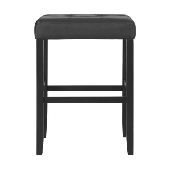 Black Faux Leather Tufted Madison Bar Stool