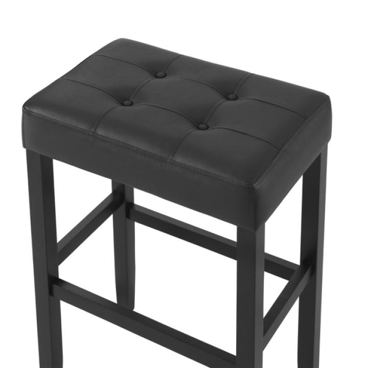 Black Faux Leather Tufted Madison Bar Stool