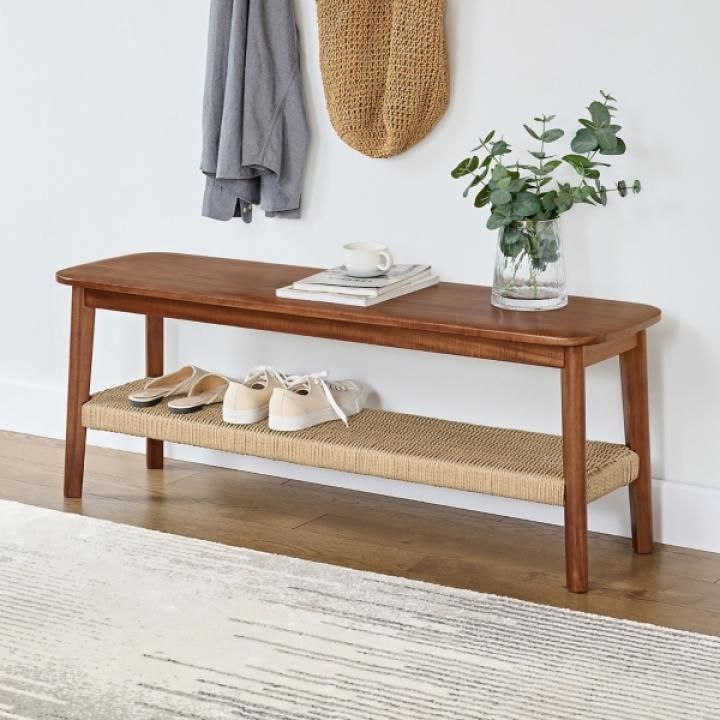 Calais Natural Rubber Wood Bench