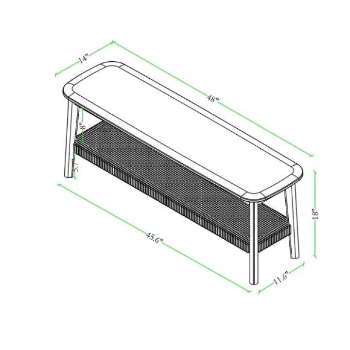 Calais Natural Rubber Wood Bench