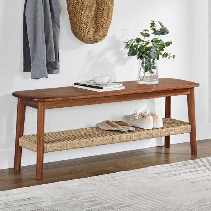 Calais Natural Rubber Wood Bench