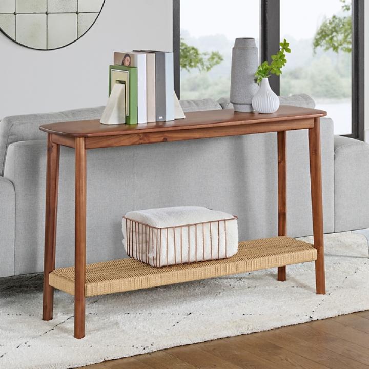 Calais Natural Rubber Wood Console Table