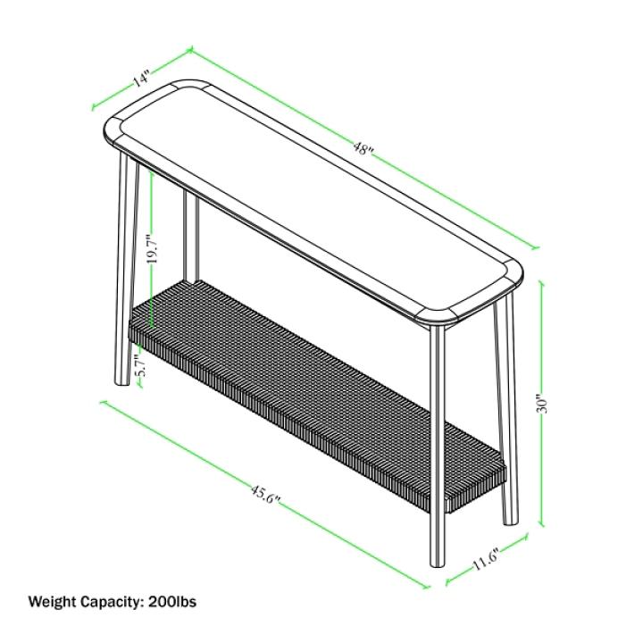 Calais Natural Rubber Wood Console Table