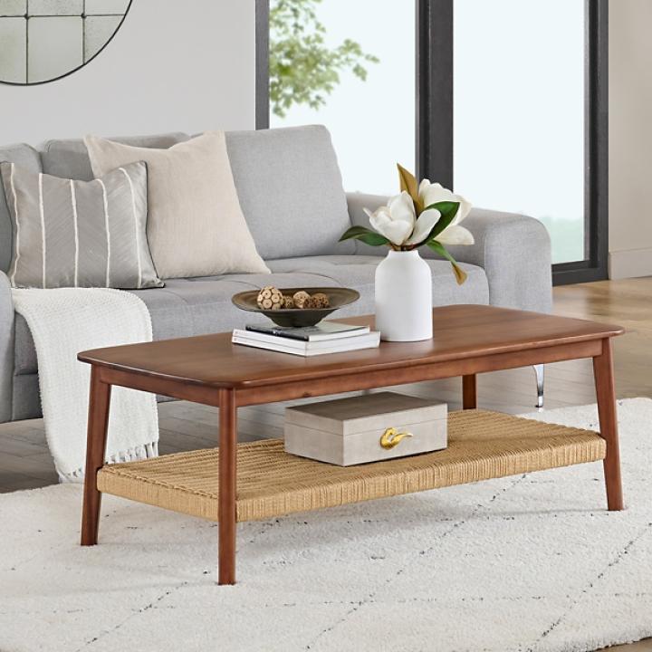 Calais Natural Rubber Wood Coffee Table
