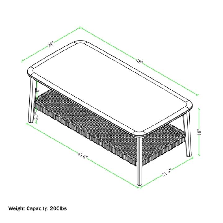 Calais Natural Rubber Wood Coffee Table