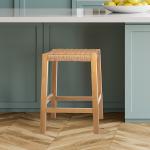 Newport Natural Wood and Rattan Counter Stool