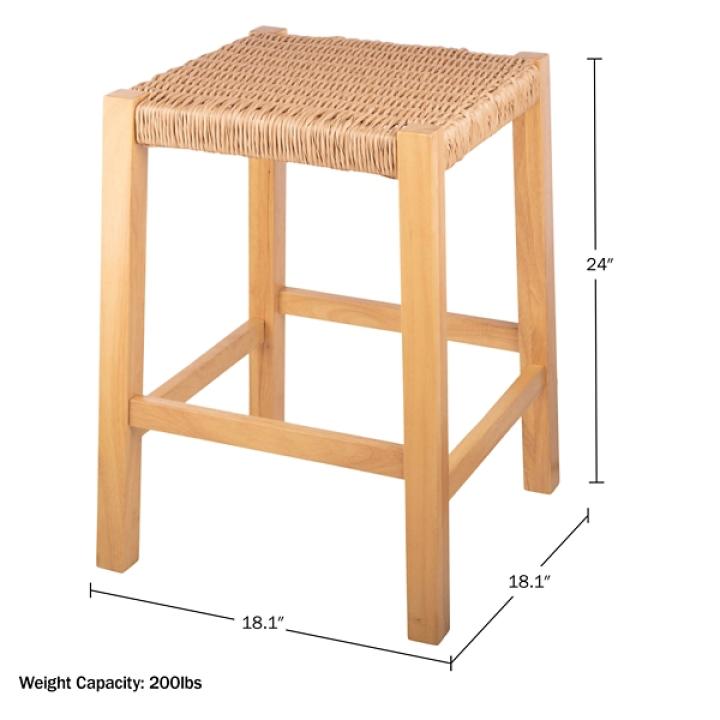 Newport Natural Wood and Rattan Counter Stool