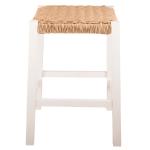 White Newport Wood and Rattan Counter Stool