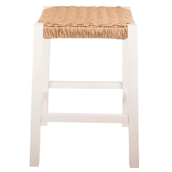 White Newport Wood and Rattan Counter Stool