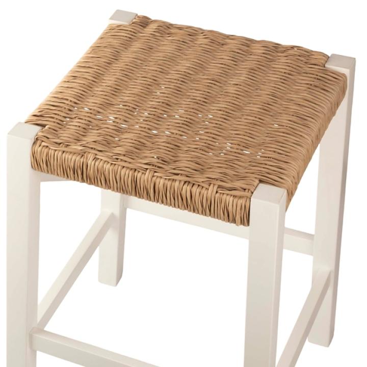 White Newport Wood and Rattan Counter Stool