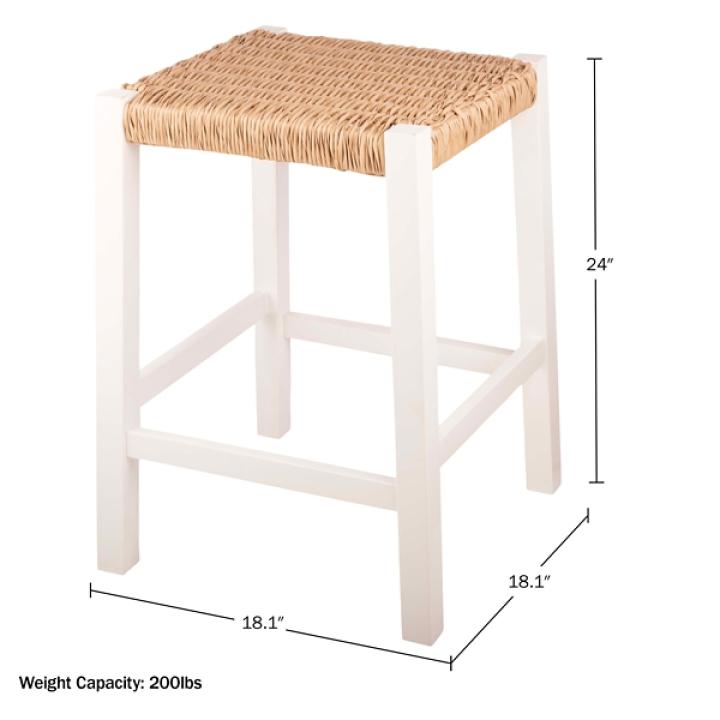 White Newport Wood and Rattan Counter Stool