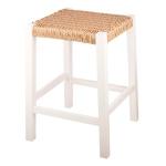 White Newport Wood and Rattan Counter Stool