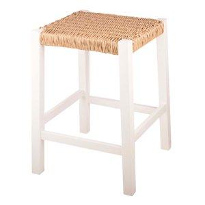 White Newport Wood and Rattan Counter Stool
