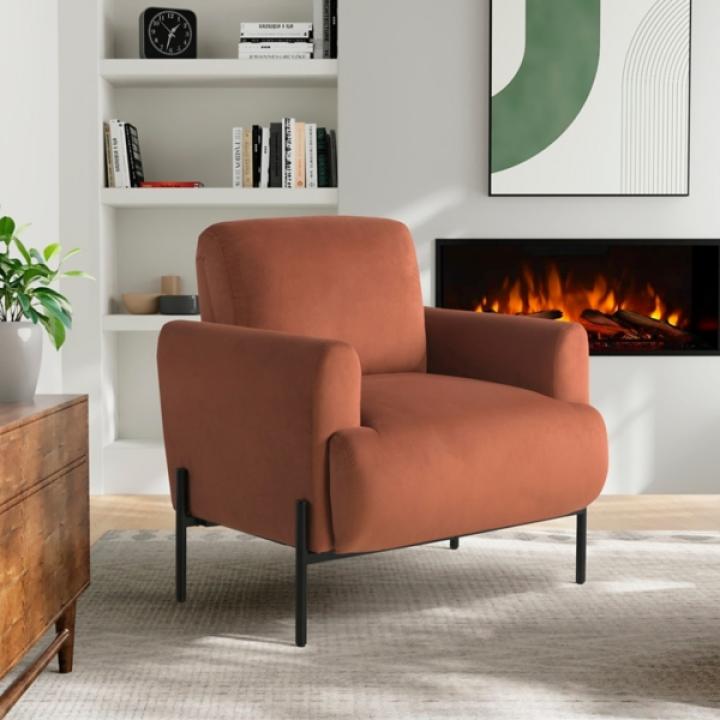 Rust Velvet Upholstered Knox Accent Chair