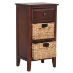 Cherry Wood Woven Baskets Everly Accent Table