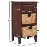 Cherry Wood Woven Baskets Everly Accent Table