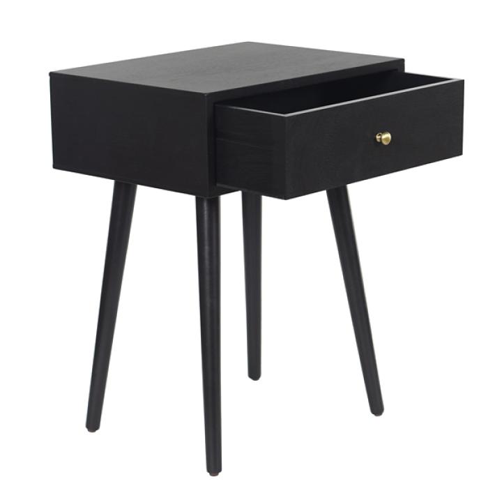 Black Wood 1-Drawer Arthur Accent Table