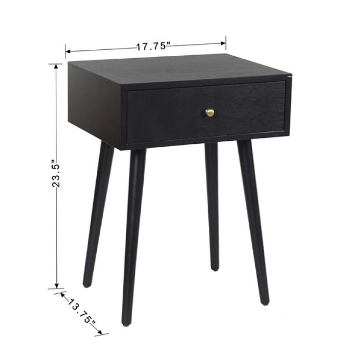 Black Wood 1-Drawer Arthur Accent Table