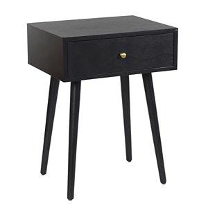 Black Wood 1-Drawer Arthur Accent Table