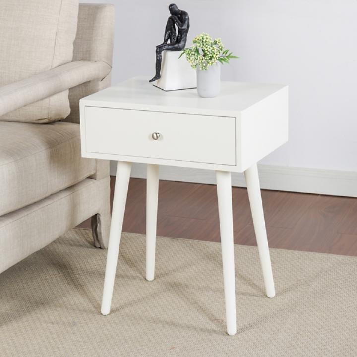 White Wood 1-Drawer Arthur Accent Table