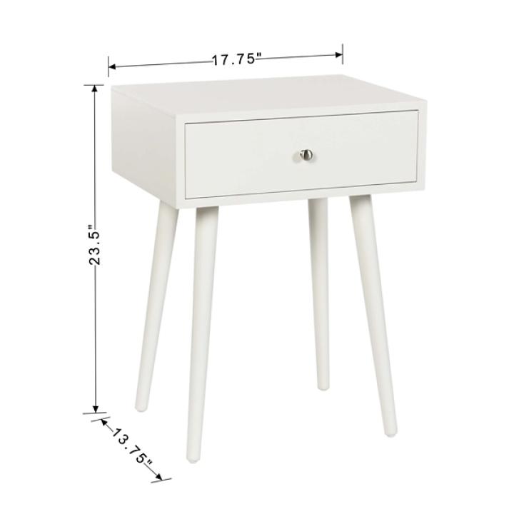 White Wood 1-Drawer Arthur Accent Table