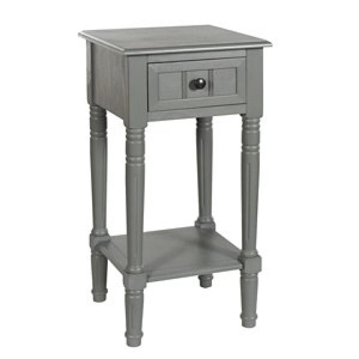 Gray Wood Square Hampton Accent Table