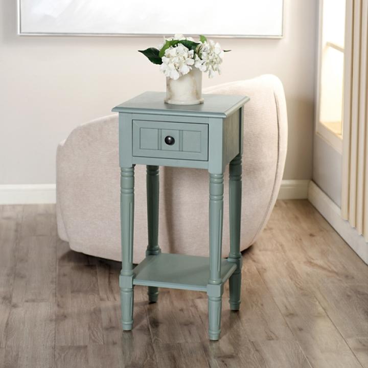 Light Blue Wood Square Hampton Accent Table