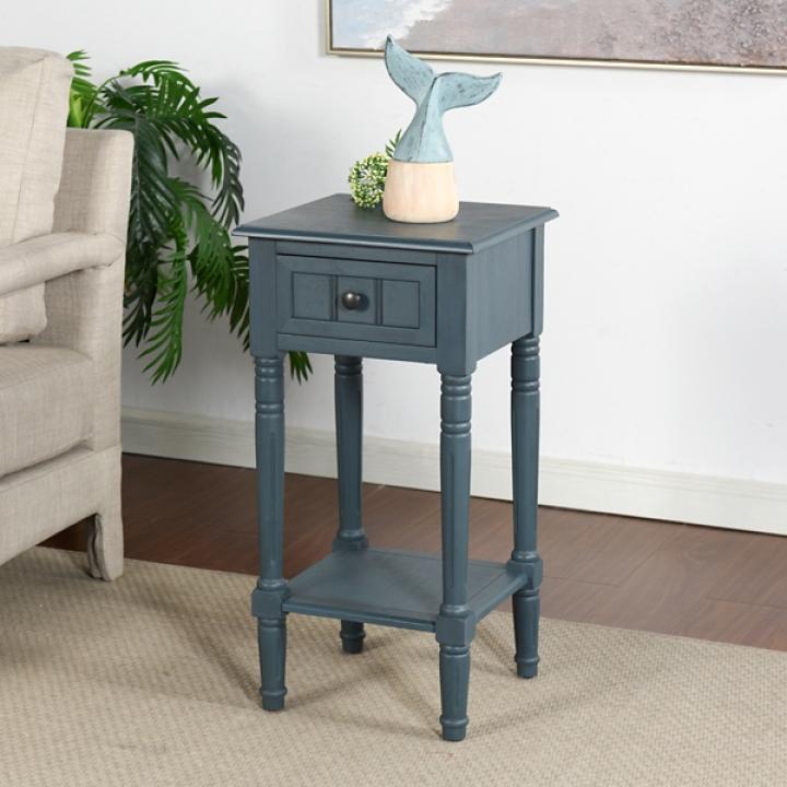 Navy Blue Wood Square Hampton Accent Table