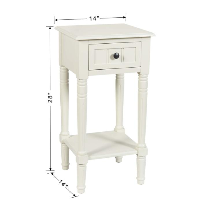 White Wood Square Hampton Accent Table