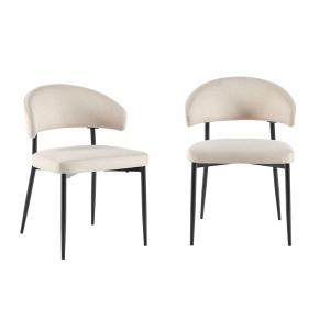 Ivory and Black Curved Dining Chairs, Set of 2
