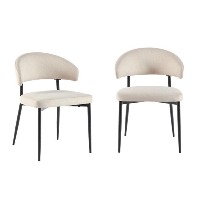 Ivory and Black Curved Dining Chairs, Set of 2