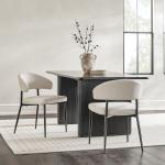 Ivory and Black Curved Dining Chairs, Set of 2