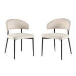 Ivory and Black Curved Dining Chairs, Set of 2