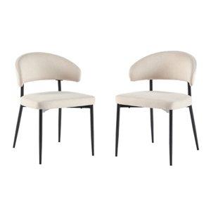Ivory and Black Curved Dining Chairs, Set of 2