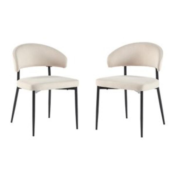 Ivory and Black Curved Dining Chairs, Set of 2