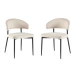 Ivory and Black Curved Dining Chairs, Set of 2