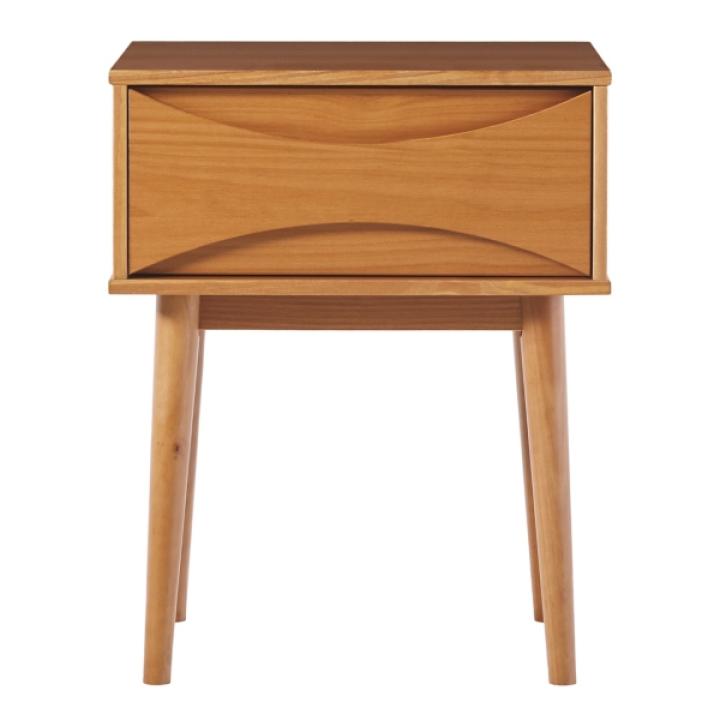 Caramel Wood Mid-Century Modern Nightstand