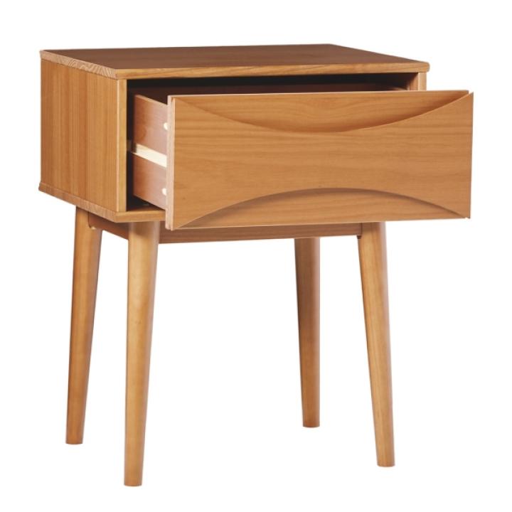 Caramel Wood Mid-Century Modern Nightstand