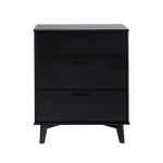 Black Wood Modern 3-Drawer Dresser