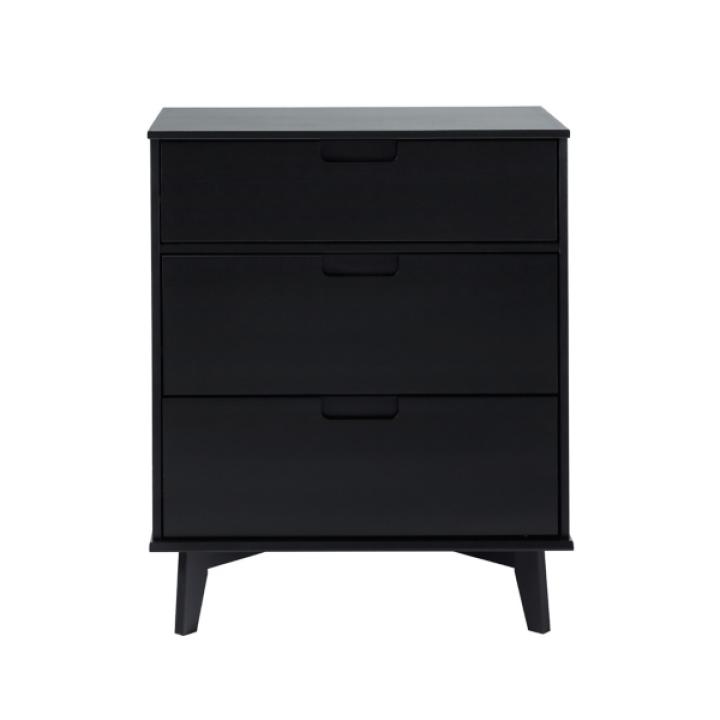Black Wood Modern 3-Drawer Dresser