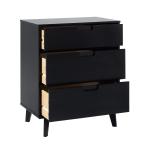Black Wood Modern 3-Drawer Dresser