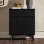 Black Wood Modern 3-Drawer Dresser